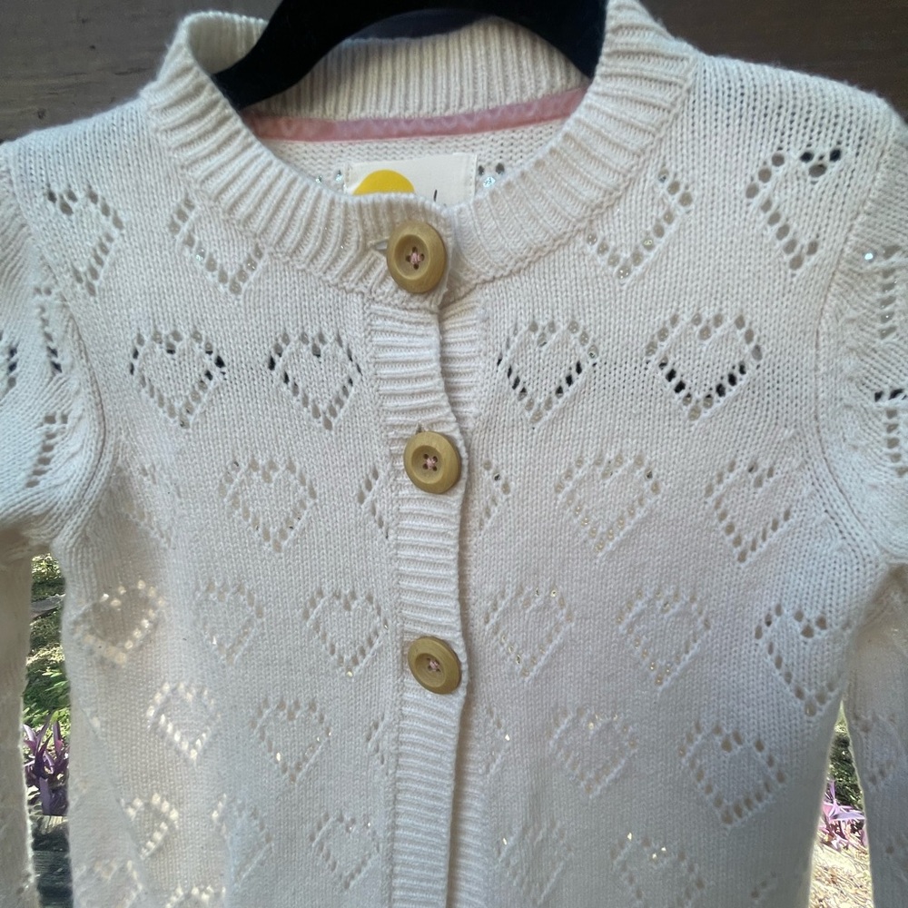 Mini Boden Cream Colored Girls Cardigan size 8-9Y